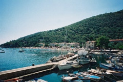 Blick über den Hafen von Mošćenička Draga